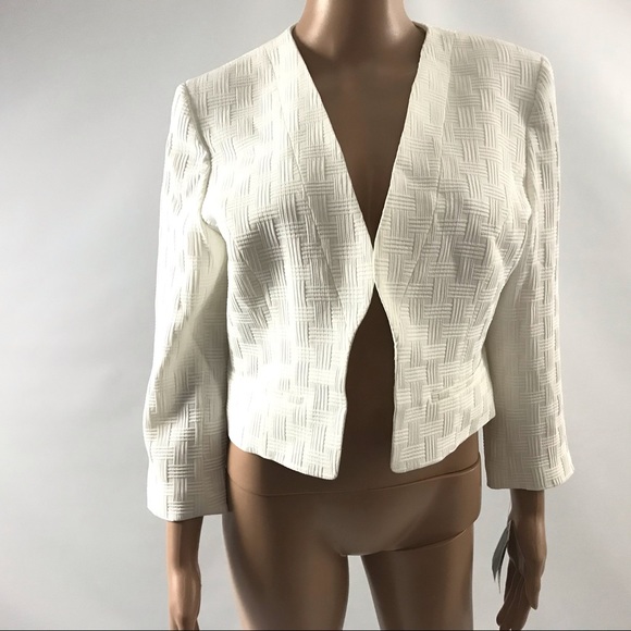 Nine West Women’s Cropped Basketweave Blazer Sz 6 - Picture 1 of 5